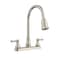 Keeney Mfg Belanger Two-Handle Pull-Down Kitchen Faucet, Brushed Nickel EBE78WBN2 - alternate 1
